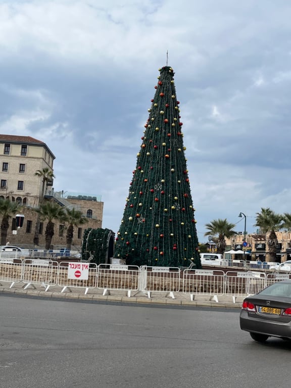 Christmas tree in Jaffa, Israel at Christmas